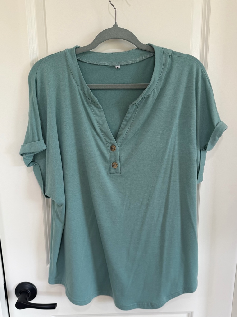 Casual Henley Tee in Seafoam Green